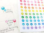 Mini Watercolor Heart Dots Bujo Planner Stickers: 0.25” (6 mm)