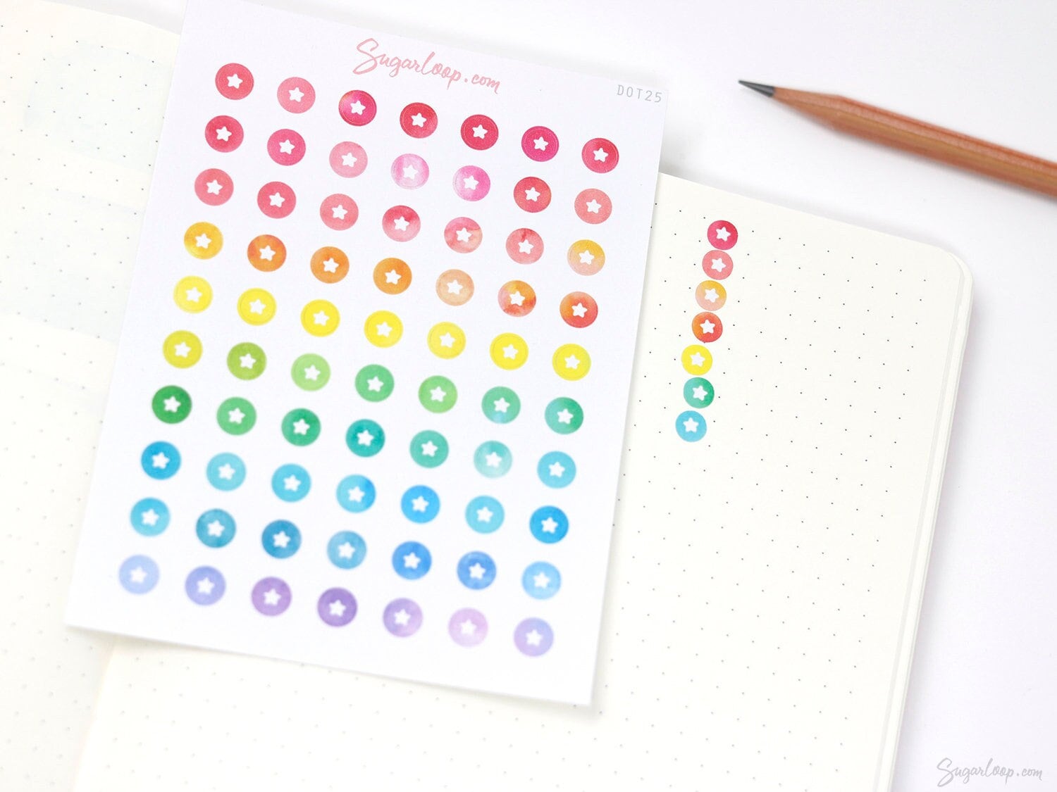 Mini Watercolor Star Dots Bujo Planner Stickers: 0.25” (6 mm)