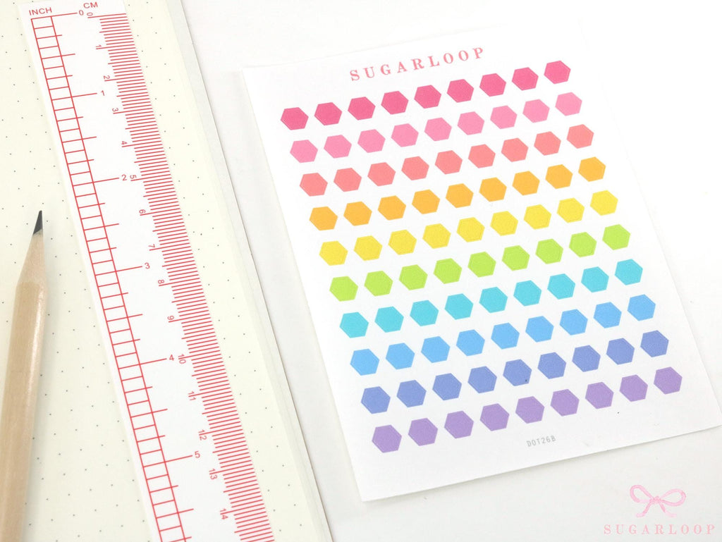 Tiny Small Hexagon Dot Bujo Planner Stickers: 0.25in (6mm)