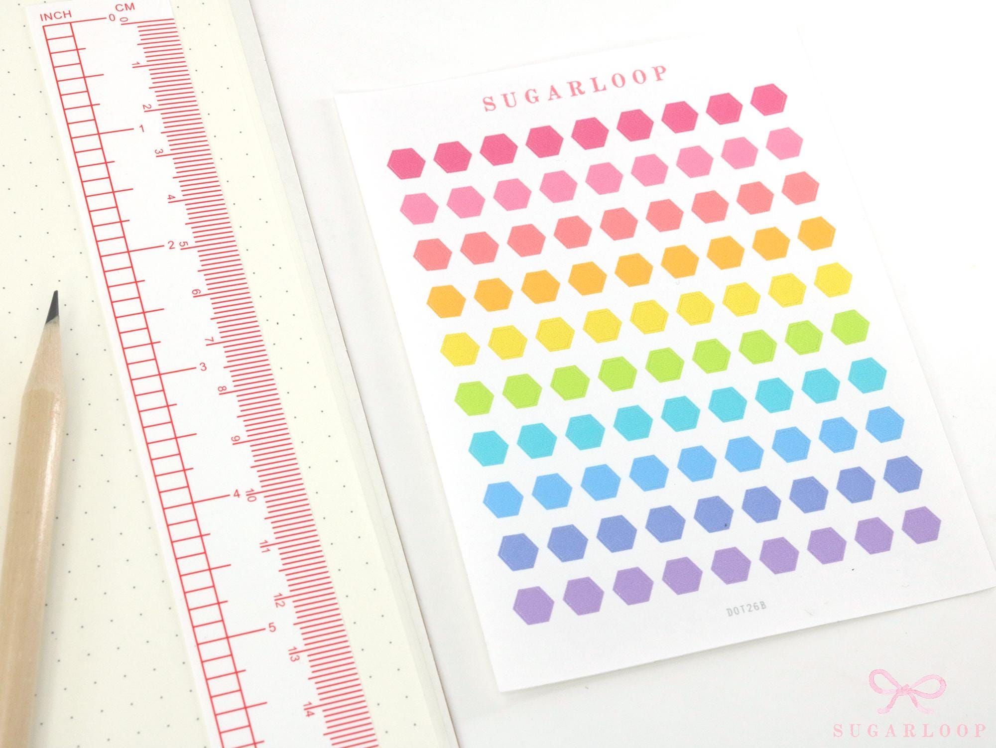 Tiny Small Hexagon Dot Bujo Planner Stickers: 0.25in (6mm)