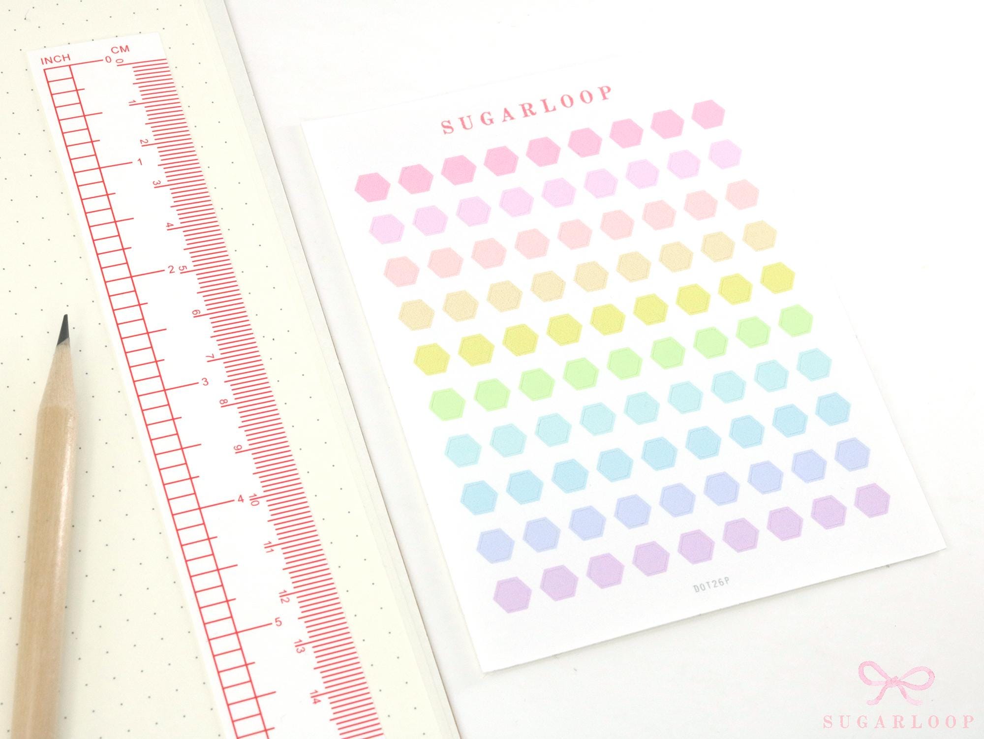Tiny Small Hexagon Dot Bujo Planner Stickers: 0.25in (6mm)
