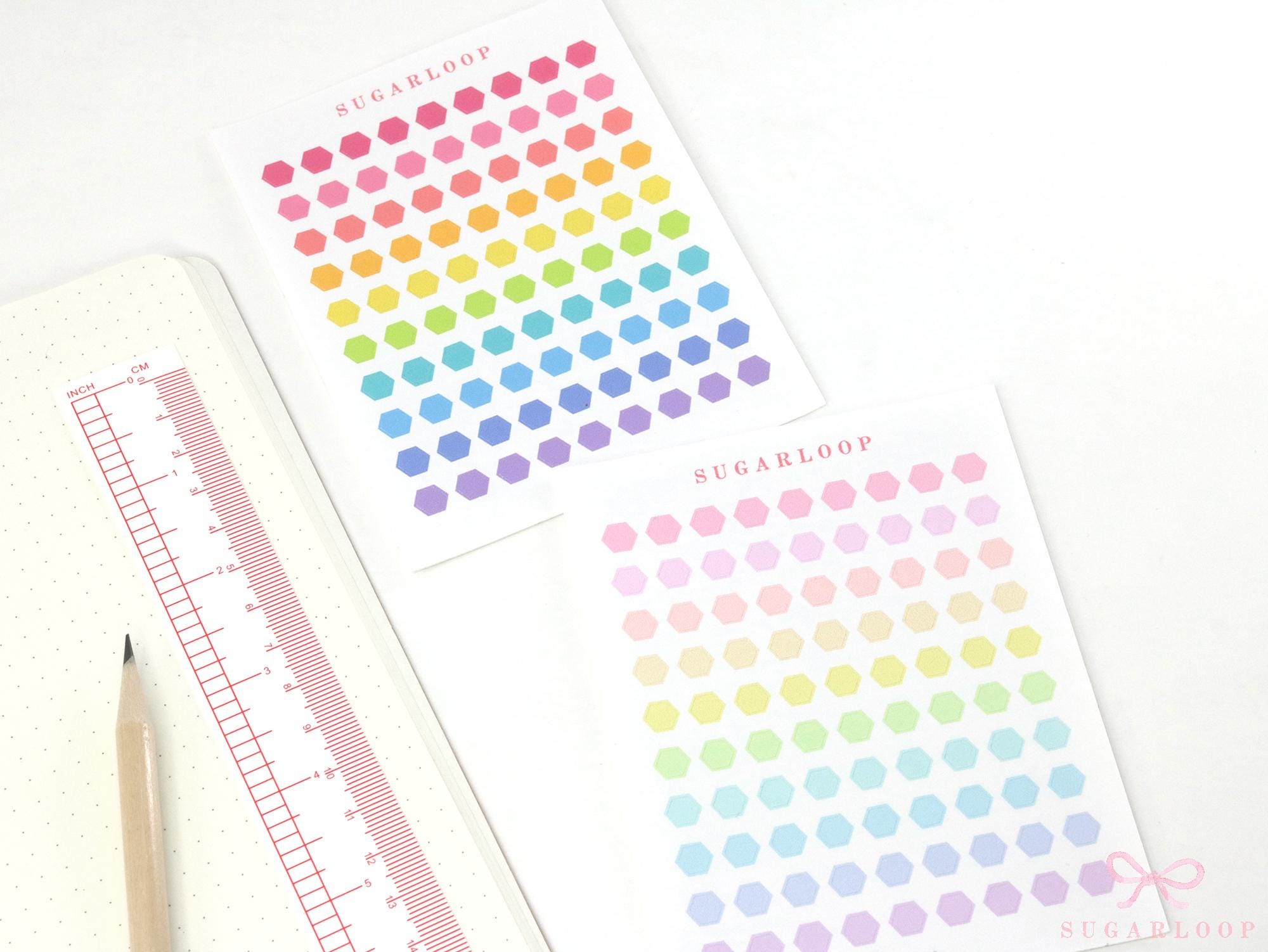 Tiny Small Hexagon Dot Bujo Planner Stickers: 0.25in (6mm)