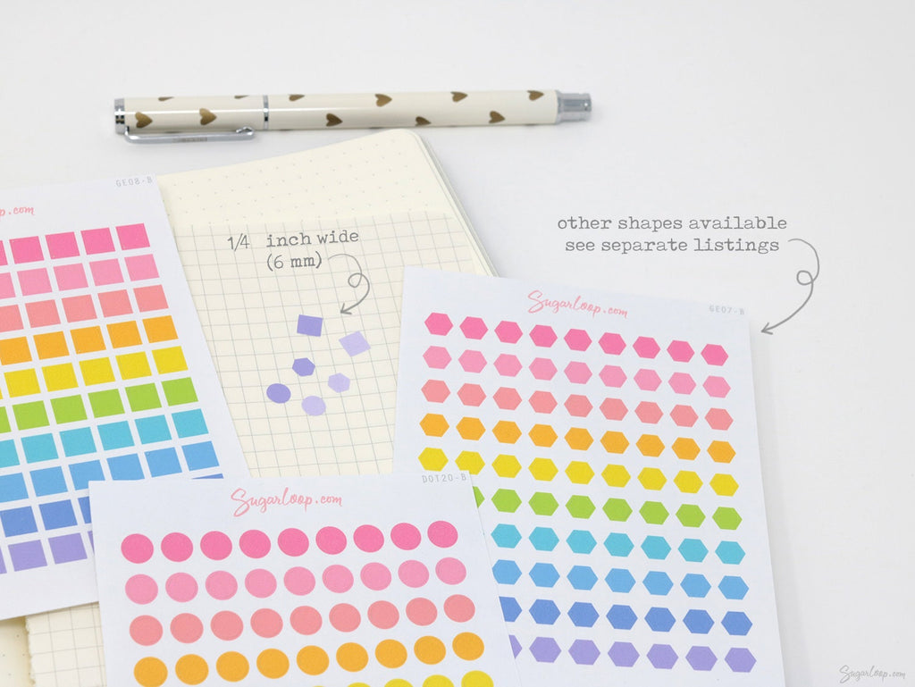 Mini Square Dot Stickes for Planners, Bujo & Journals: 0.25” (6 mm)