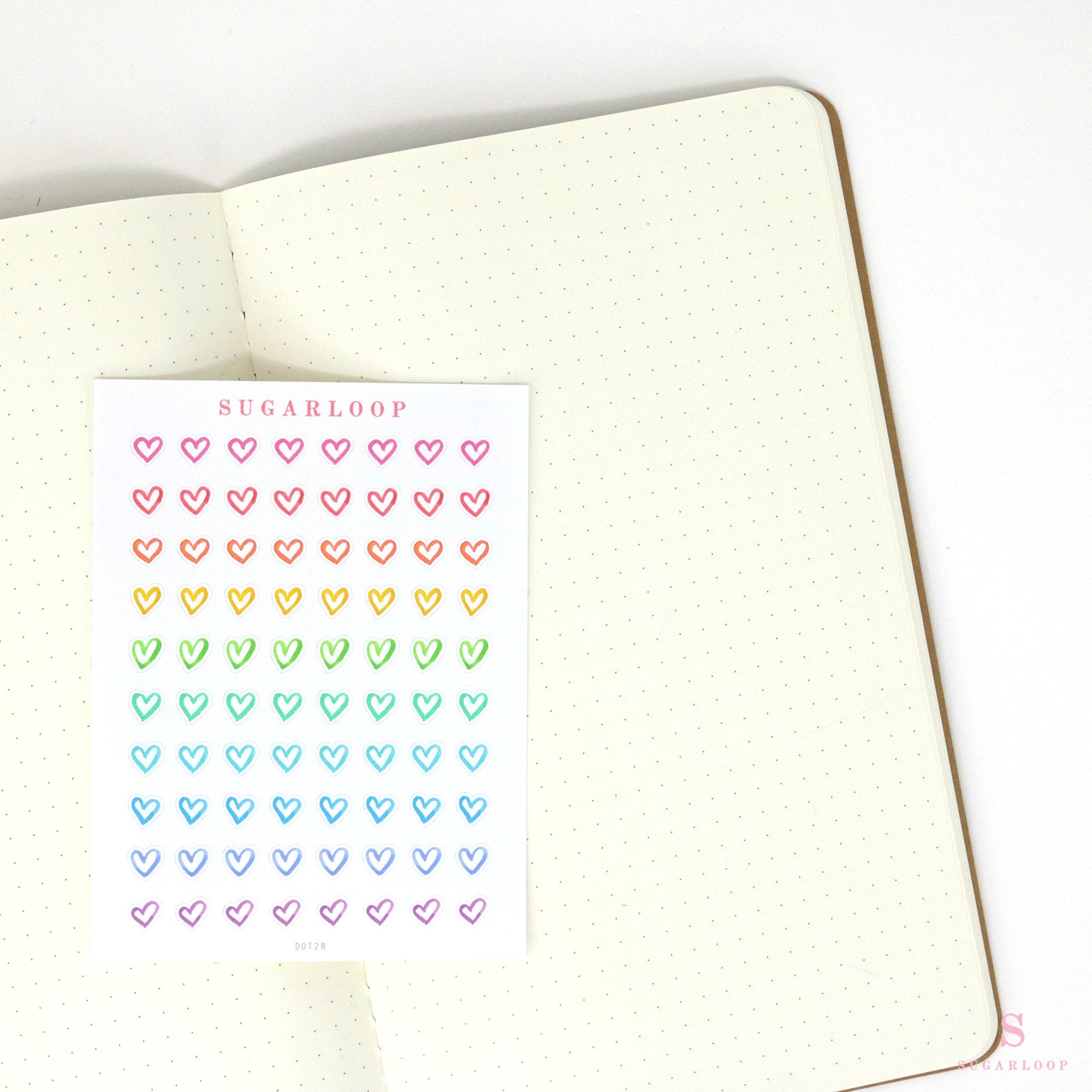 Mini Tiny Love Heart Bujo Planner Stickers: 0.25” (6 mm)