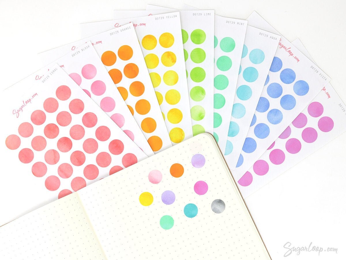 Dot Round Circle Bujo Planner Stickers: 0.5” (12 mm)