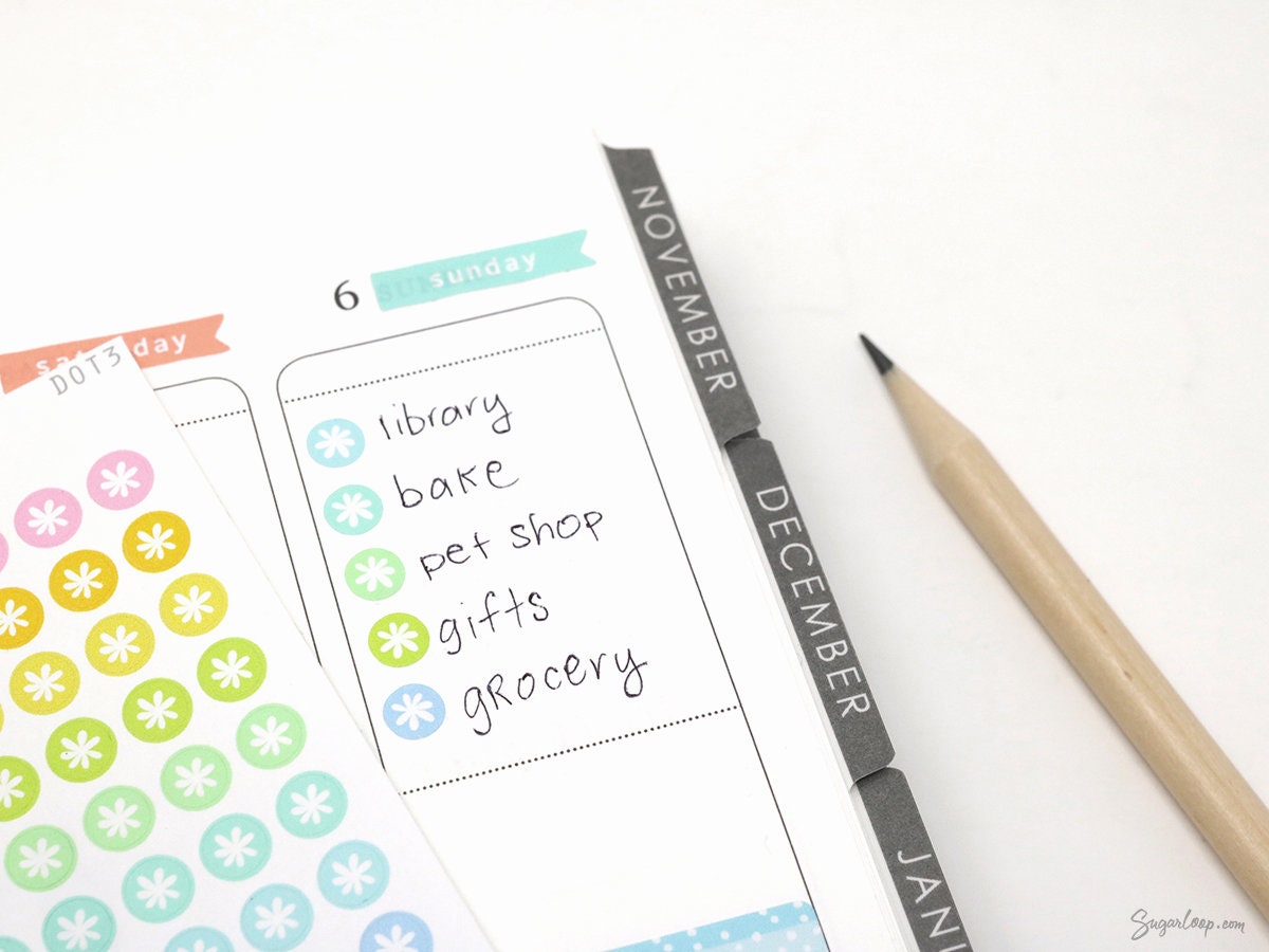 Mini Dots Round Asterisk Circle Bujo Planner Stickers: 0.25” (6 mm)