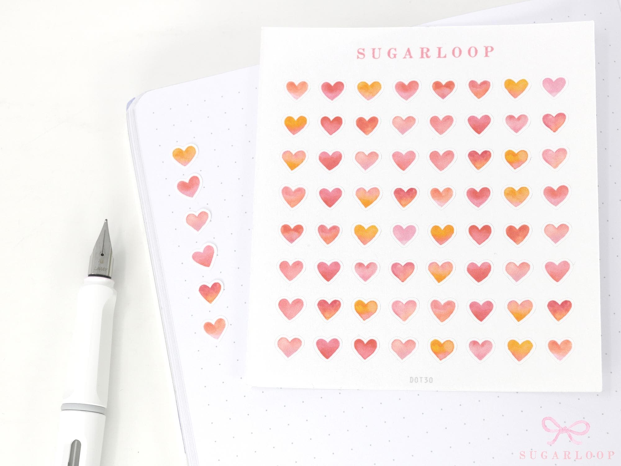 Watercolor Love Heart Bujo Planner Stickers: 0.25” (6 mm)