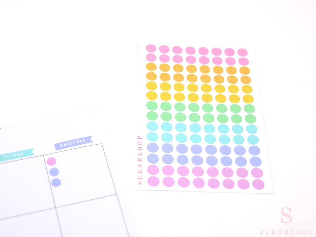 Mini Tiny Dots Heart or Solid Round Circle Bujo Planner Stickers: 0.25” (6 mm)