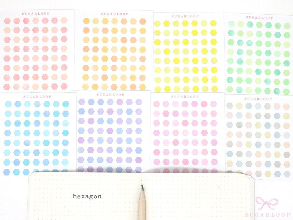 Mini Dot Hexagon Circle Square Planner & Journal Stickers: Quarter Inch 0.25” (6 mm)