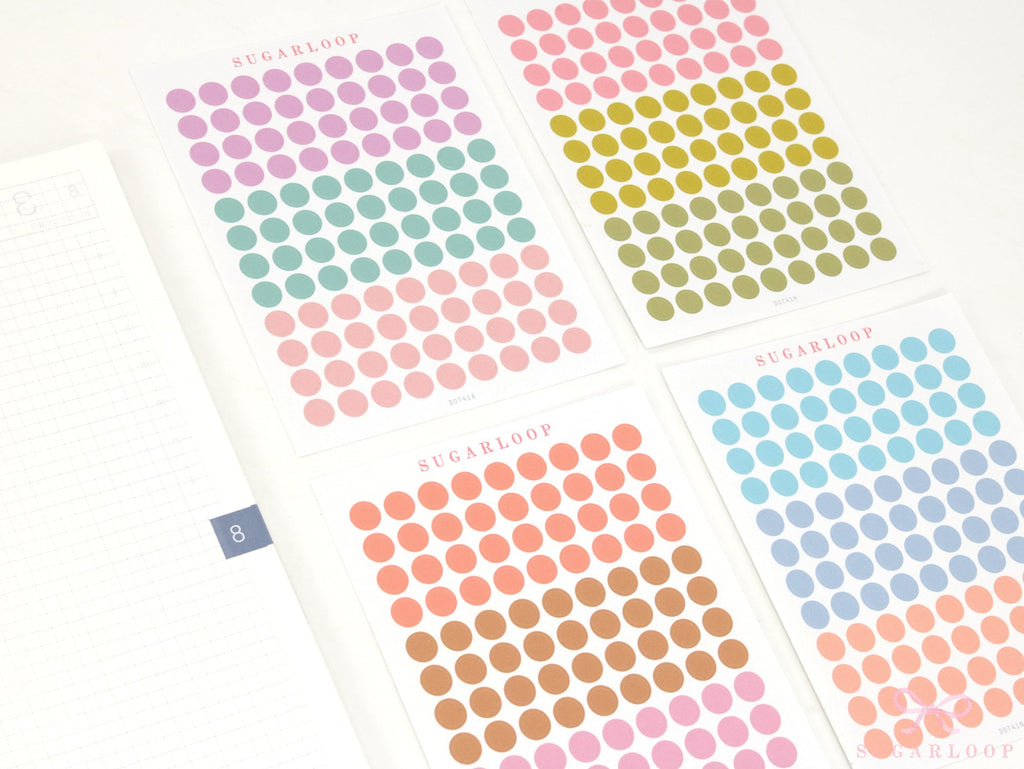 Solid Dots Planner and Journal Sticker Sheet: Hobo  Bullet Points  Color Code