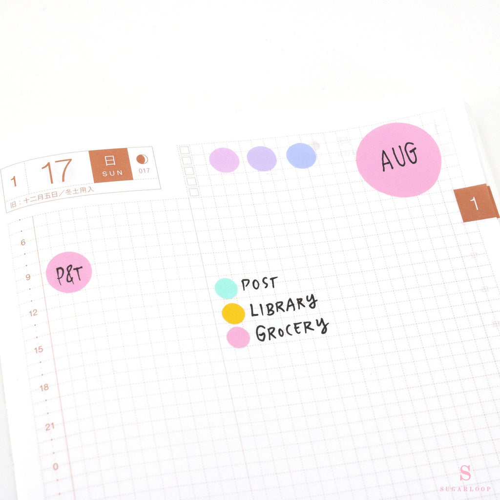 Dot Round Circle Bujo Planner Stickers: 0.25in-6mm, 0.375in-9mm, 0.5in-12mm, 1in-25mm