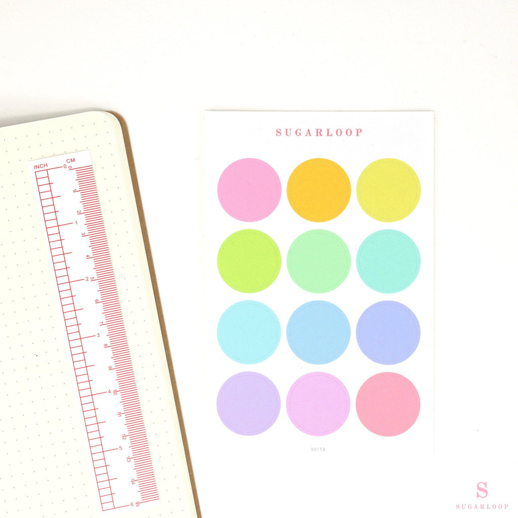 Dot Round Circle Bujo Planner Stickers: 0.25in-6mm, 0.375in-9mm, 0.5in-12mm, 1in-25mm