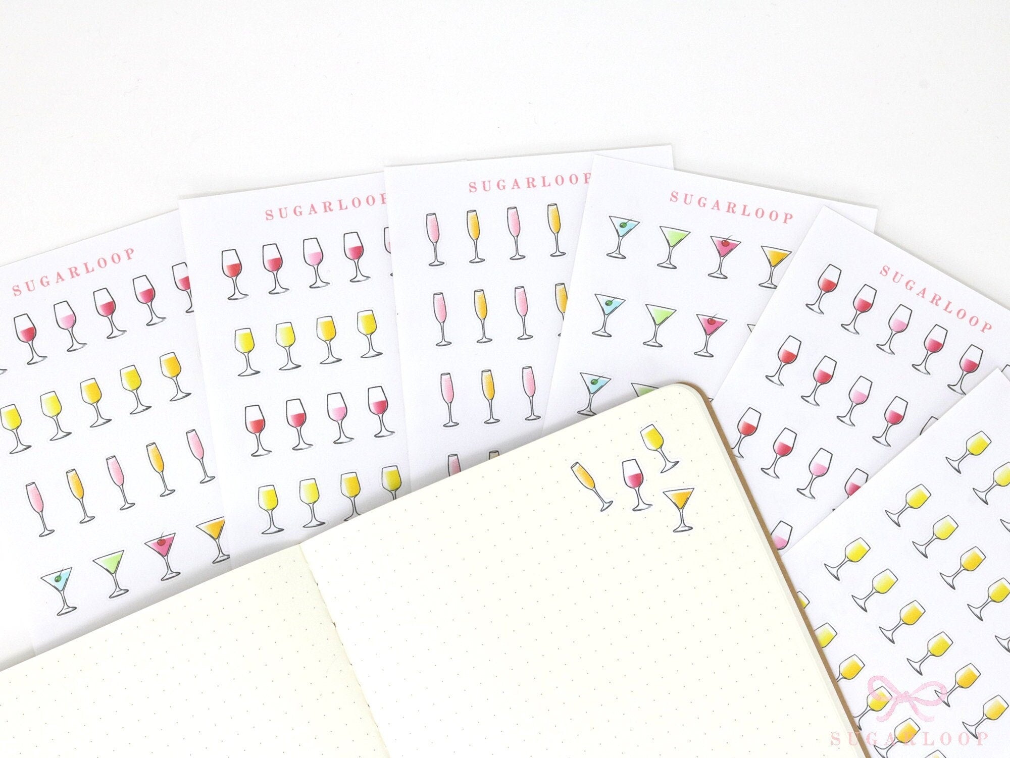 Wine Cocktail Glass Stickers for Planners Bujos and Journals