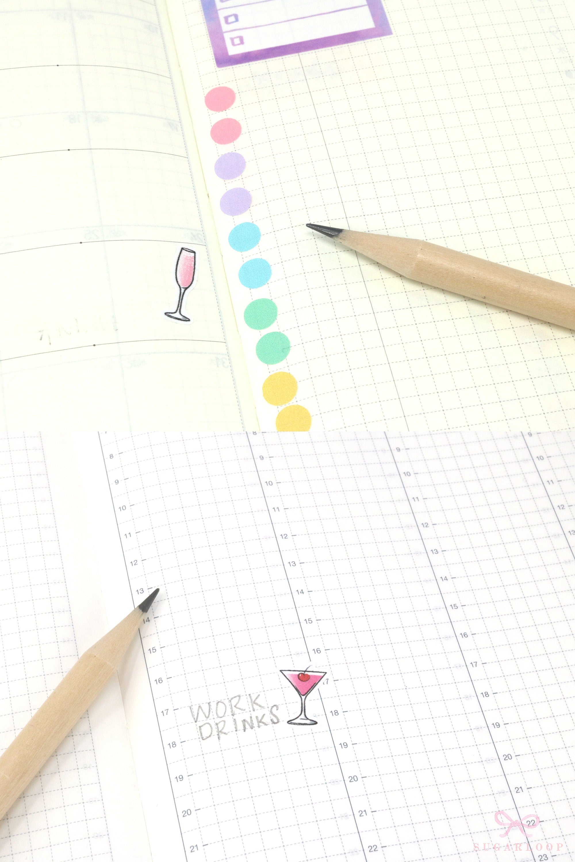 Wine Cocktail Glass Stickers for Planners Bujos and Journals