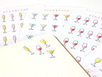 Wine Cocktail Glass Stickers for Planners Bujos and Journals