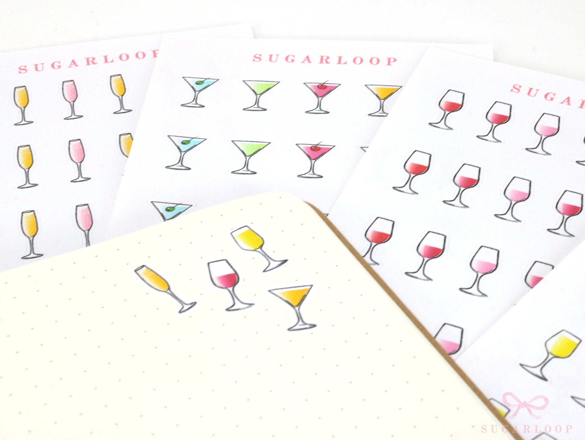 Wine Cocktail Glass Stickers for Planners Bujos and Journals