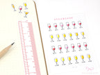 Wine Cocktail Glass Stickers for Planners Bujos and Journals