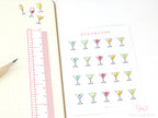 Wine Cocktail Glass Stickers for Planners Bujos and Journals