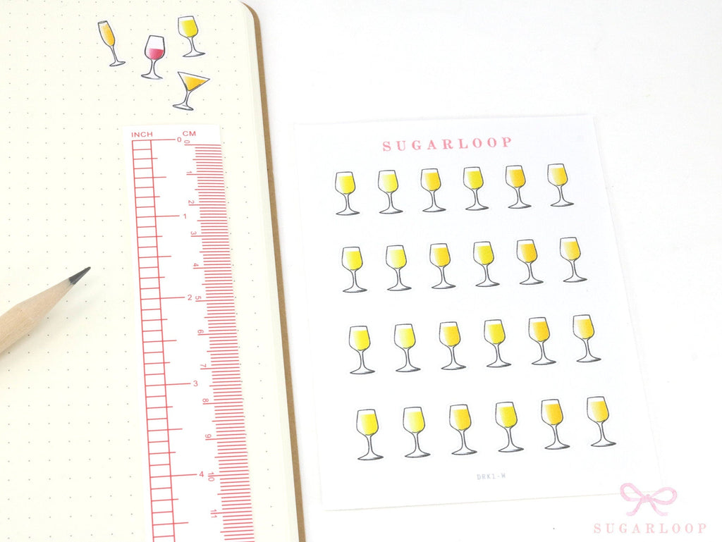 Wine Cocktail Glass Stickers for Planners Bujos and Journals