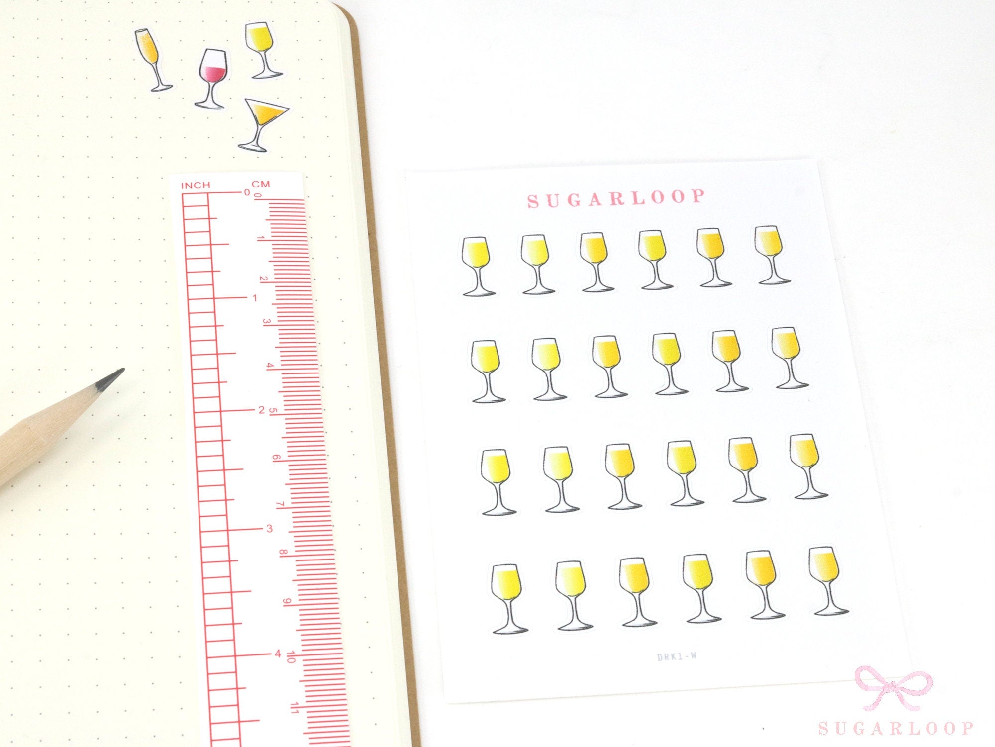 Wine Cocktail Glass Stickers for Planners Bujos and Journals