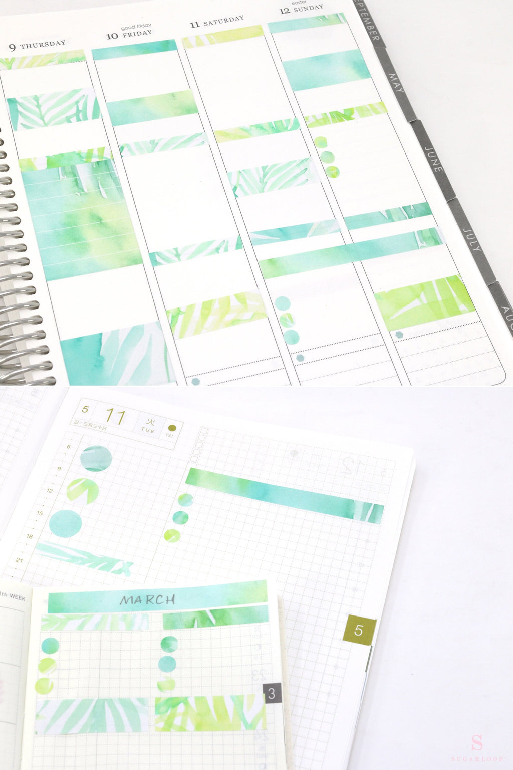 Color Palette Deco Stickers for Journals & Planners: Greenery