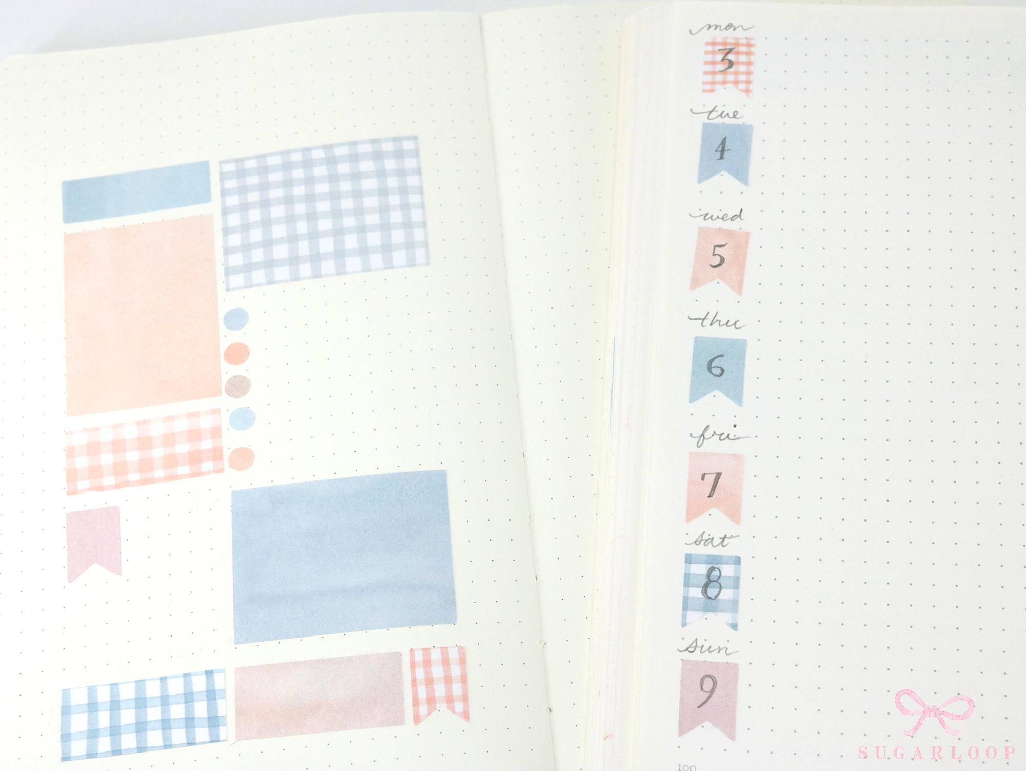 Gingham Planner Stickers – Dots  Headers  Boxes  Strips & Deco for Journals  Diaries and Calendars
