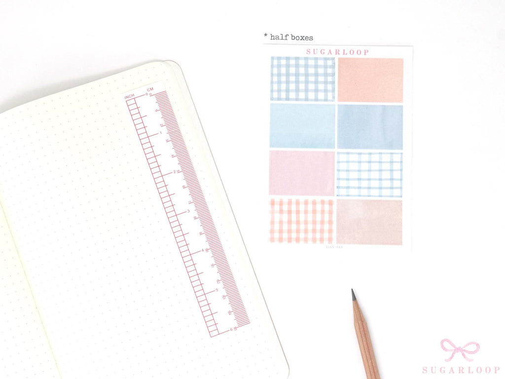 Gingham Planner Stickers – Dots  Headers  Boxes  Strips & Deco for Journals  Diaries and Calendars