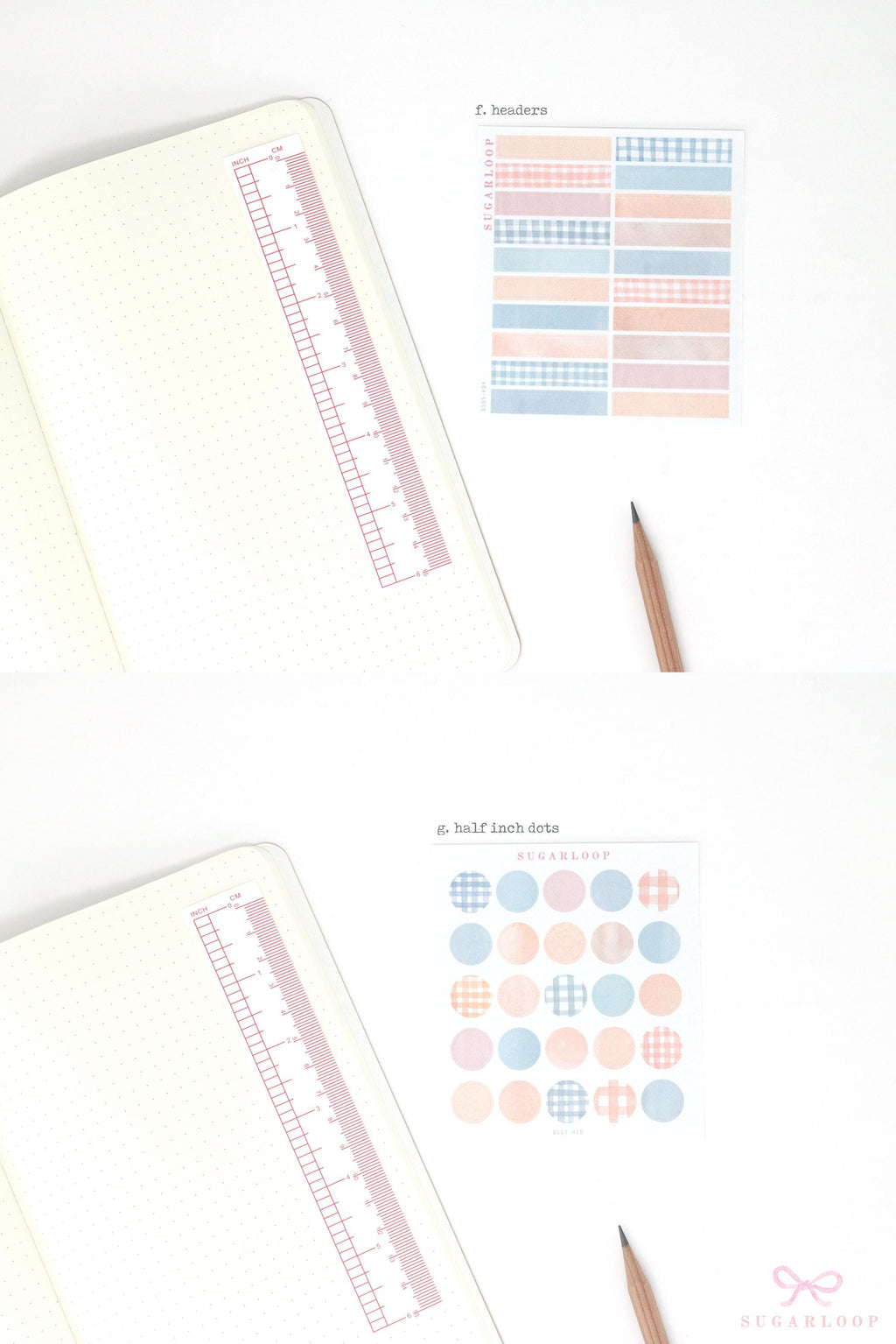 Gingham Planner Stickers – Dots  Headers  Boxes  Strips & Deco for Journals  Diaries and Calendars