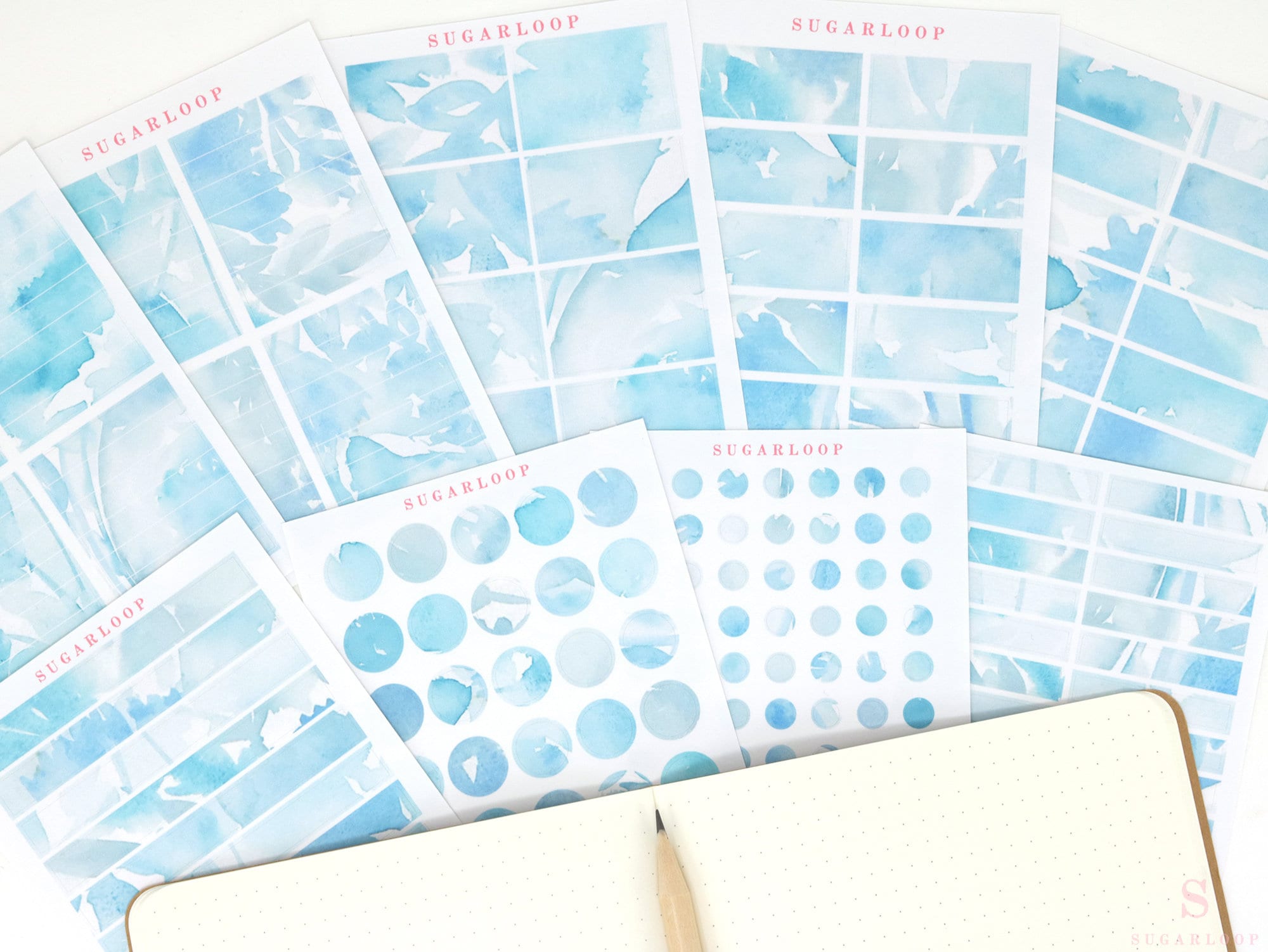 Color Palette Deco Stickers for Journals & Planners: Blue Foliage