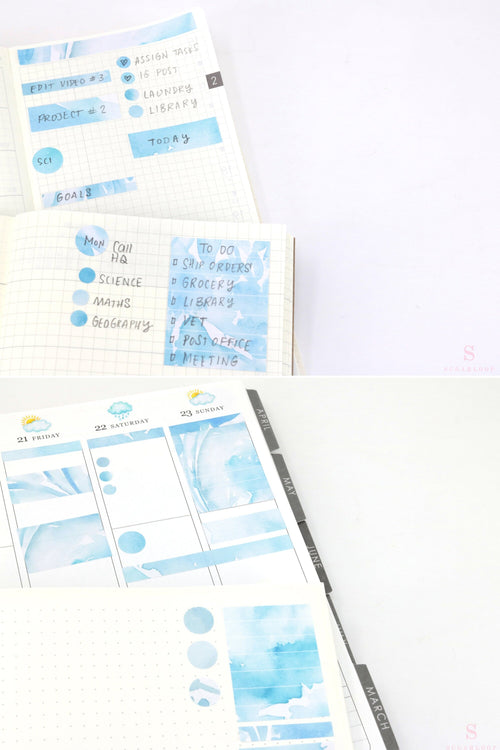 Color Palette Deco Stickers for Journals & Planners: Blue Foliage