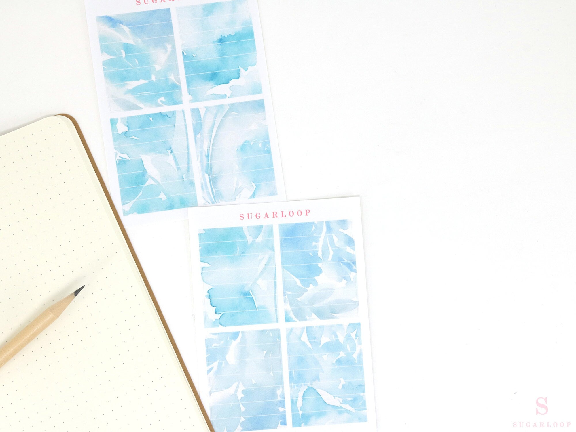 Color Palette Deco Stickers for Journals & Planners: Blue Foliage