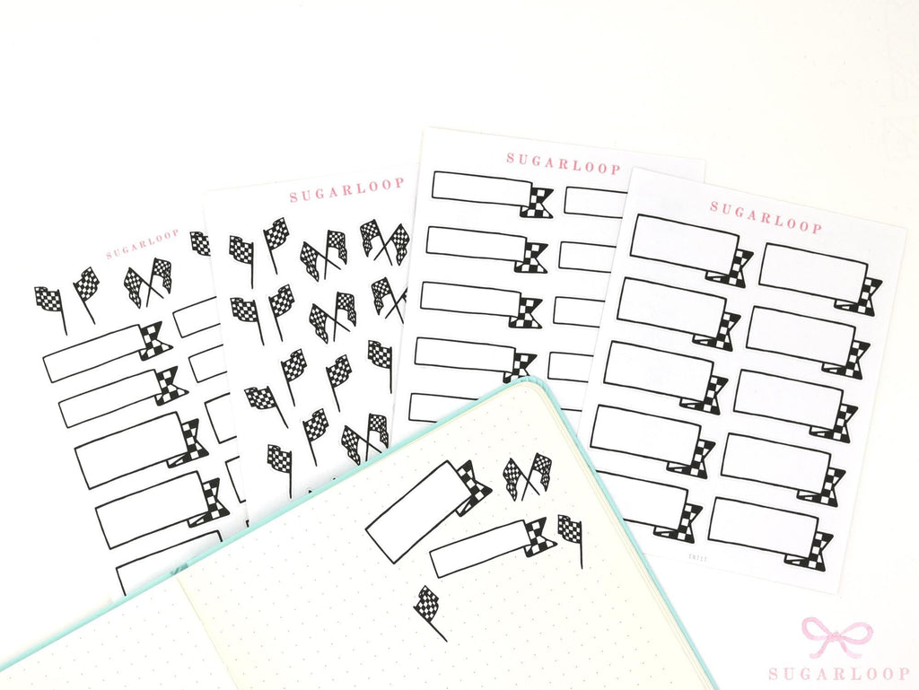 Checkered Flag Formula Racing Banner Flag Bujo Planner Stickers