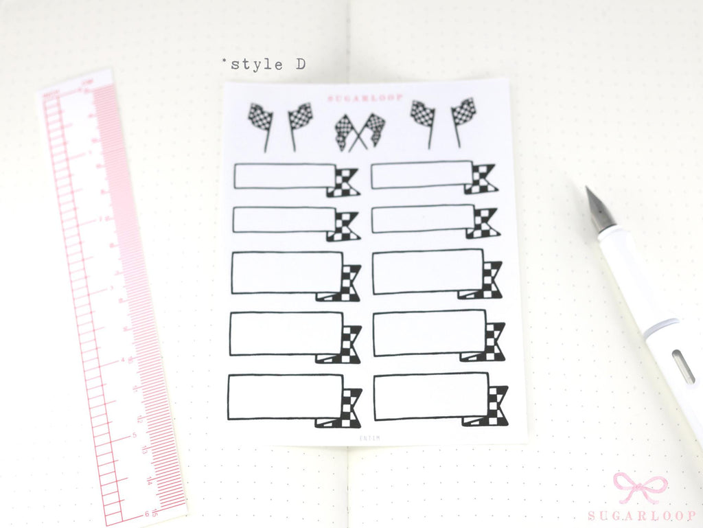 Checkered Flag Formula Racing Banner Flag Bujo Planner Stickers