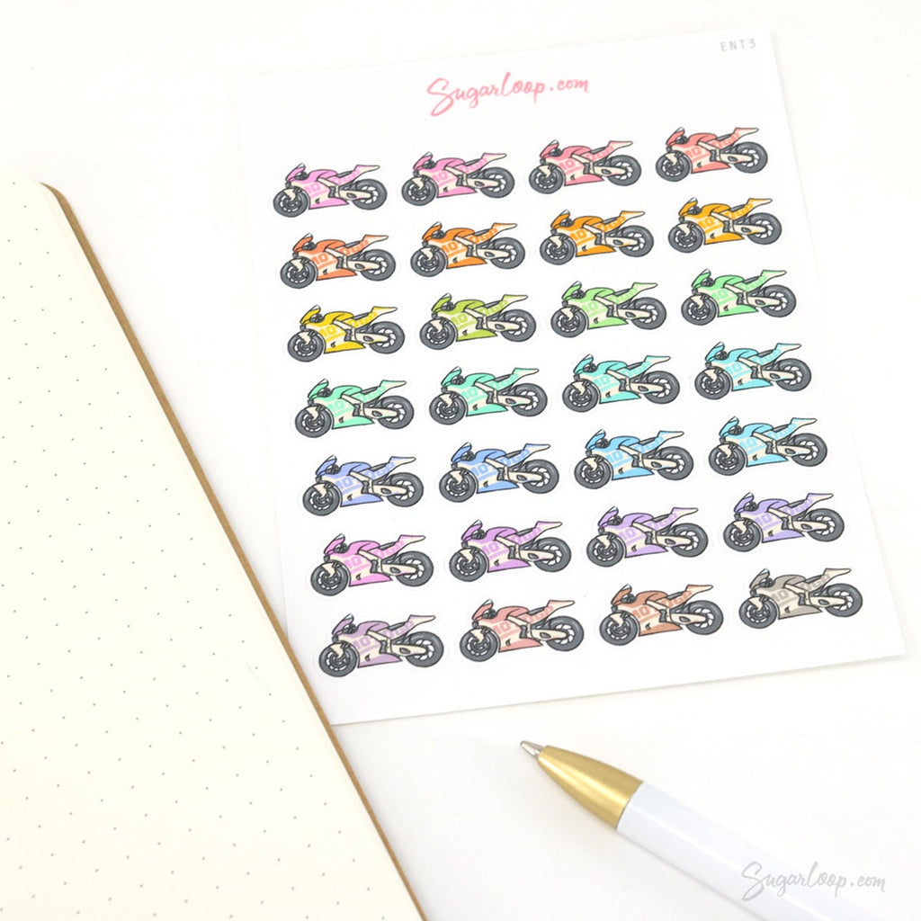 Motorbike Racing Bujo Journal Planner Stickers