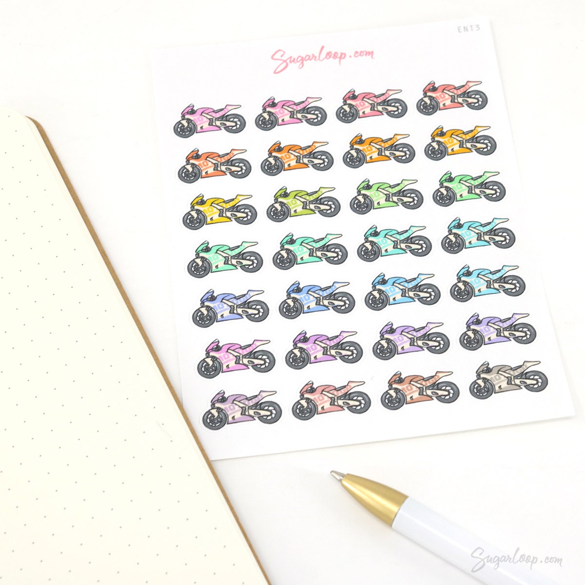 Motorbike Racing Bujo Journal Planner Stickers
