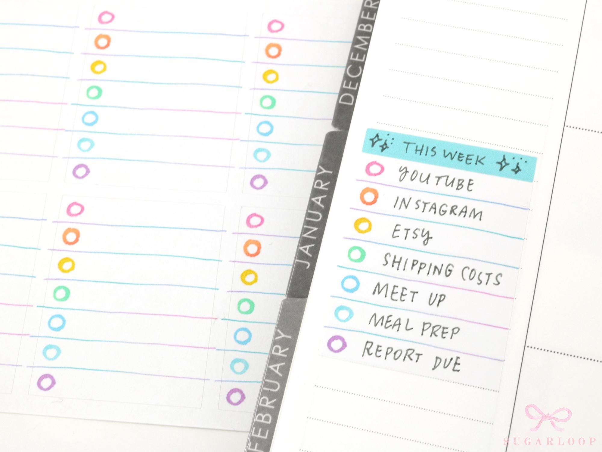 Full Box Checklist Stickers for Vertical Planners