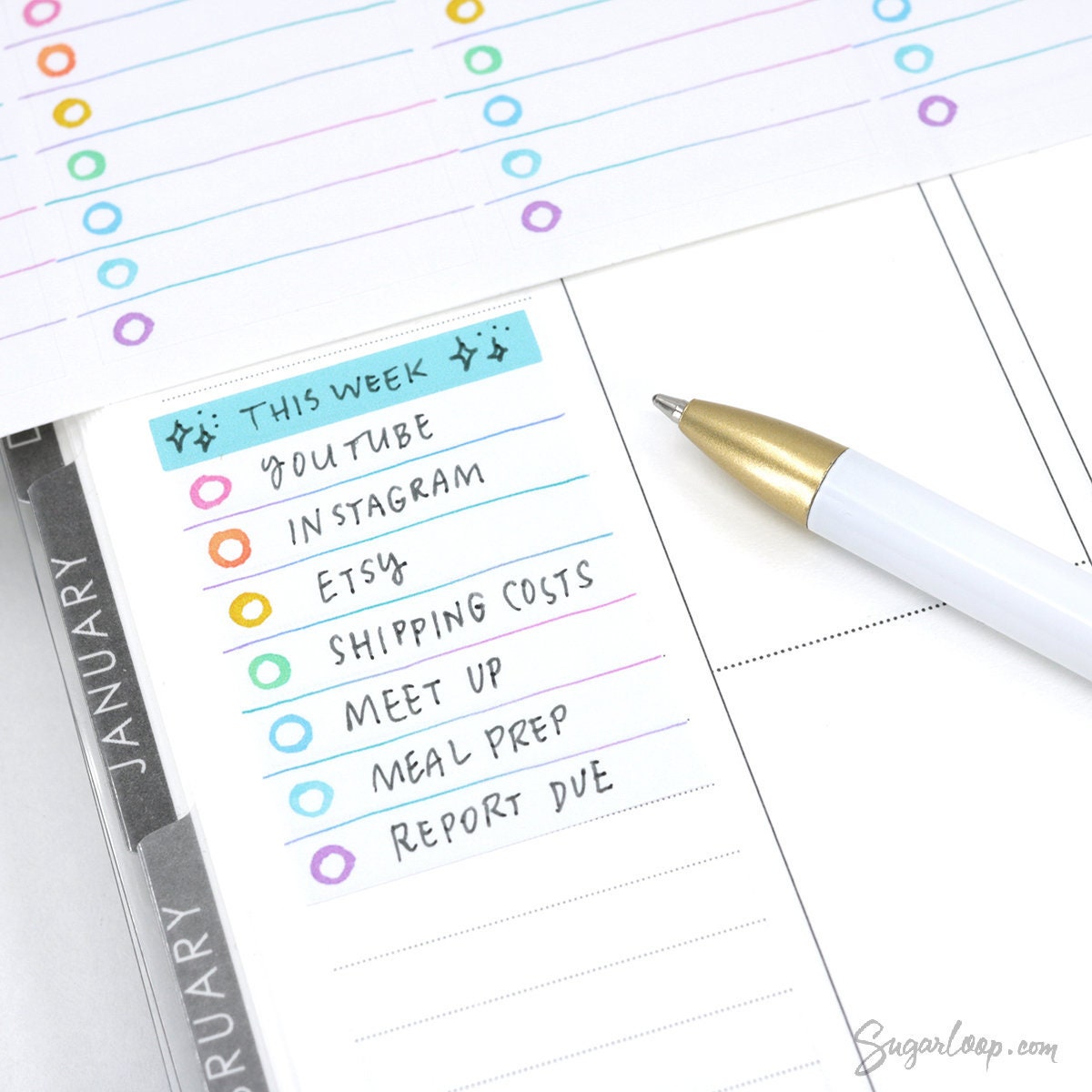 Full Box Checklist Stickers for Vertical Planners