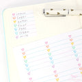 Full Box Checklist Planner Stickers: Watercolor Hearts