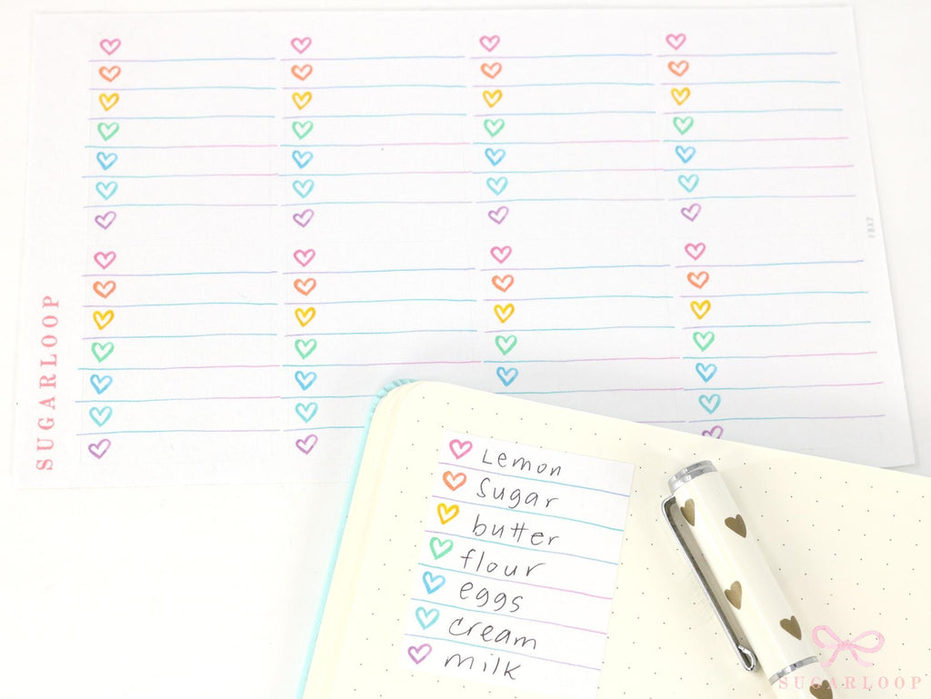 Full Box Checklist Planner Stickers: Watercolor Hearts