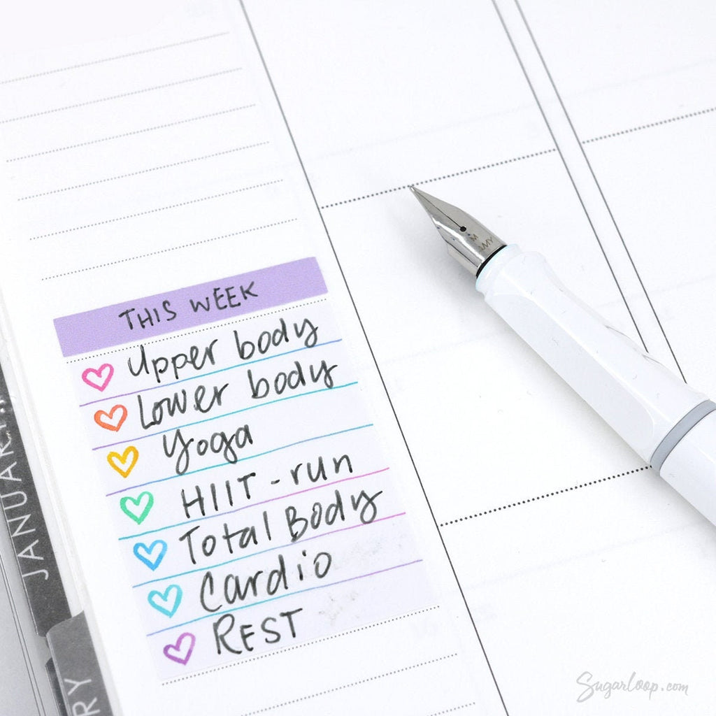 Full Box Checklist Planner Stickers: Watercolor Hearts