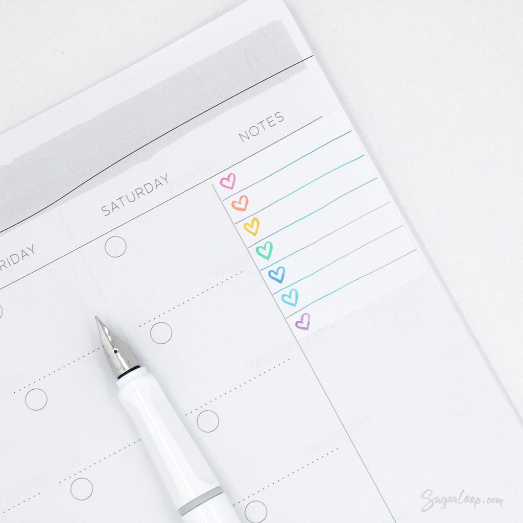 Full Box Checklist Planner Stickers: Watercolor Hearts