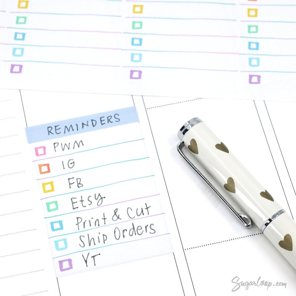 Full Box Checklist Stickers for Vertical Planners