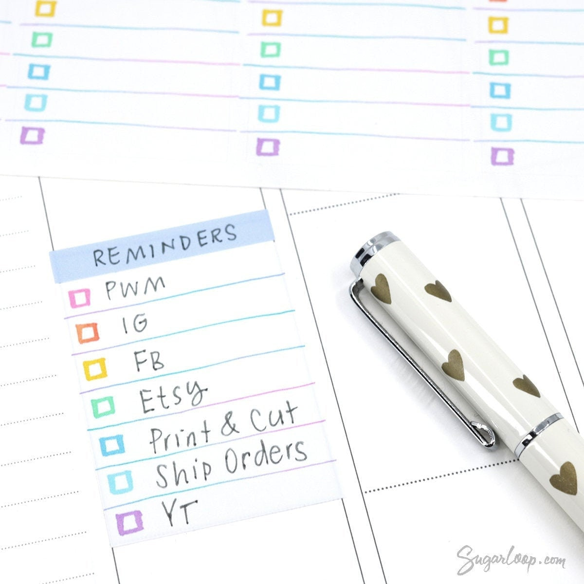 Full Box Checklist Stickers for Vertical Planners