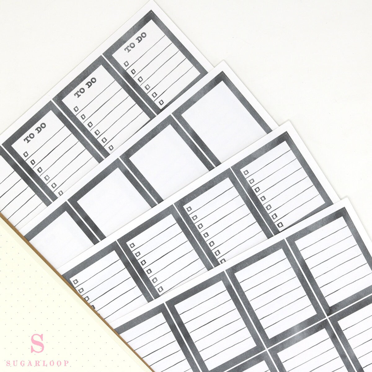 Full Box Checklist Bujo Planner Stickers  Neutral Black