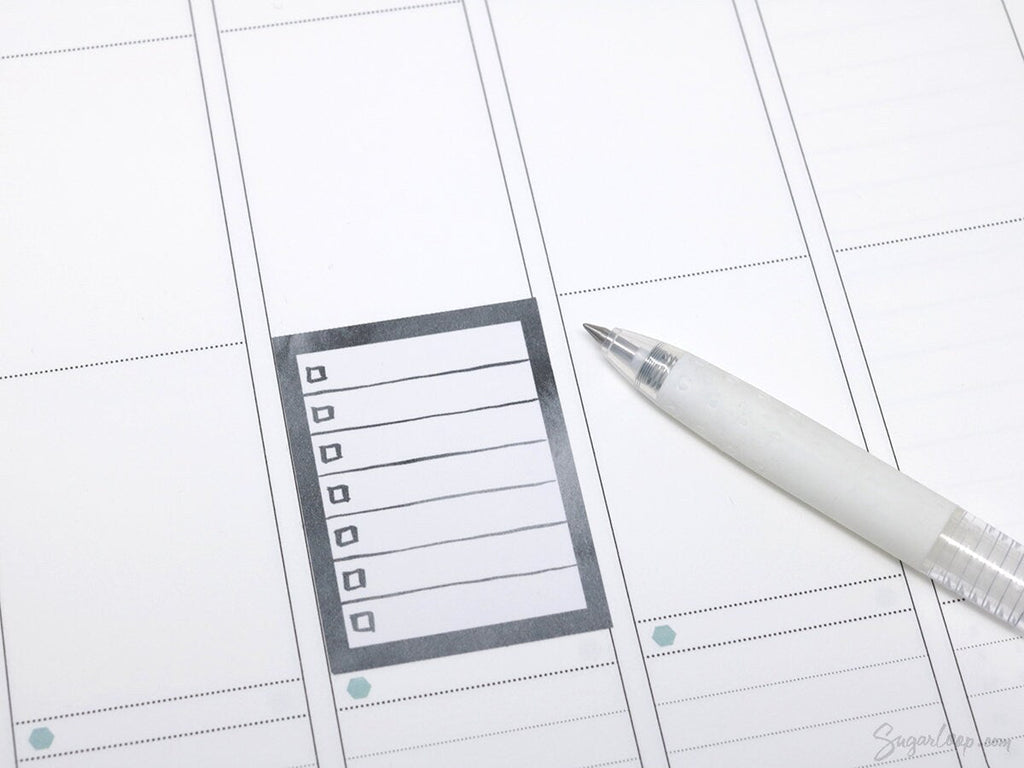 Full Box Checklist Bujo Planner Stickers  Neutral Black