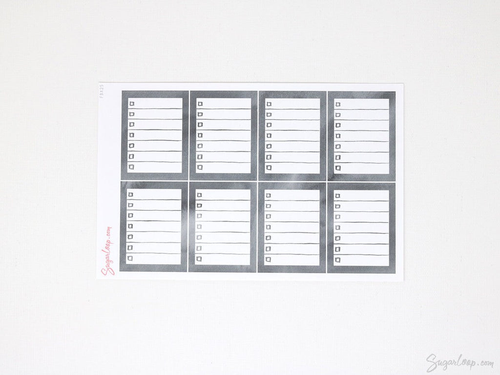 Full Box Checklist Bujo Planner Stickers  Neutral Black