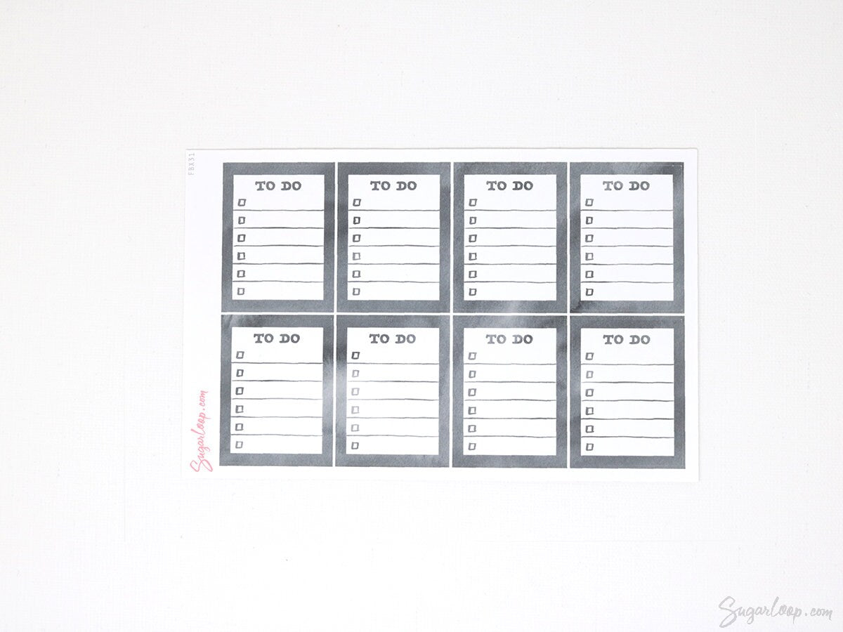 Full Box Checklist Bujo Planner Stickers  Neutral Black