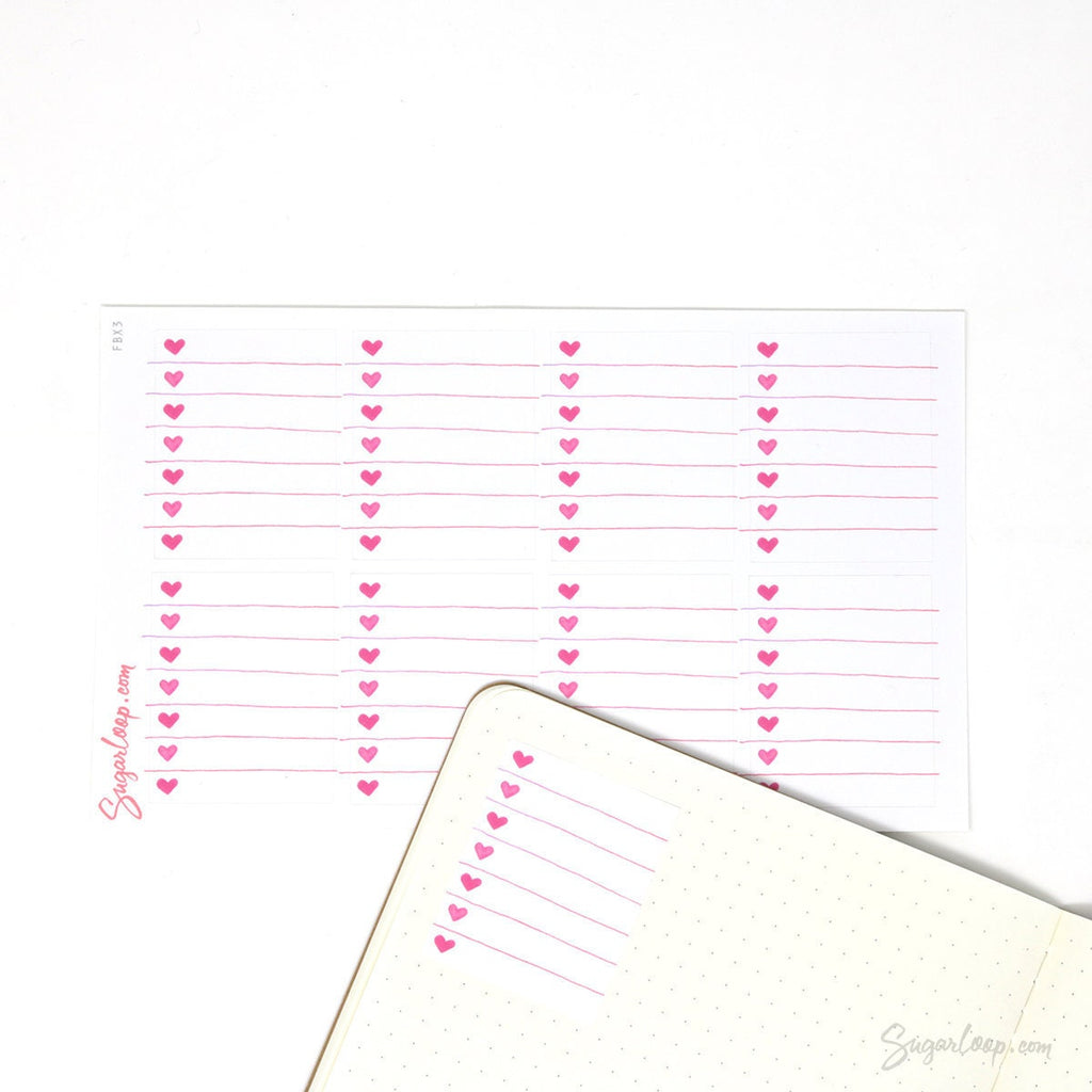 Full Box Heart Checklist Planner Stickers – Watercolor