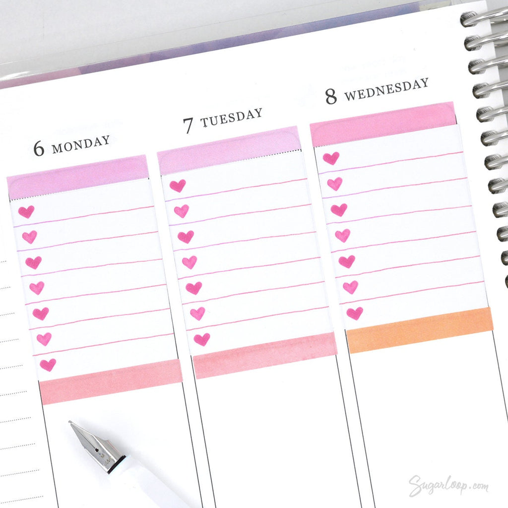 Full Box Heart Checklist Planner Stickers – Watercolor