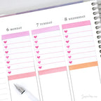 Full Box Checklist Planner Stickers: Watercolor Hearts